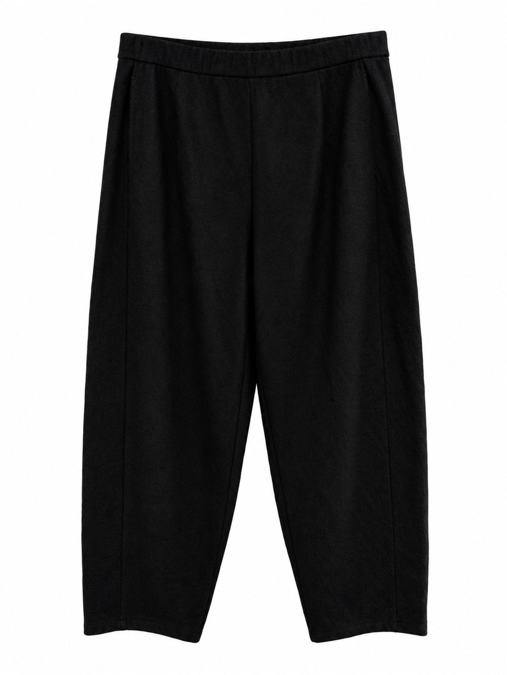 Eileen Fisher Soft Boiled 100% Wool Barrel Leg Trousers Pants Black Large